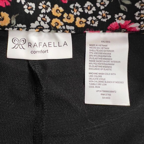 Rafaella Plus Women's Pull-On Black Floral Skirt/Skort XXL NWT - Picture 4 of 6